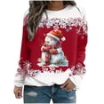 thumbnail image 1 of Rbaofujie Sweat à Capuche Surdimensionné pour Femmes Noël Mode Décontractée Imprimé Col Rond Ample Manches Longues Blouse Chandails en Molleton Rouge Halloween, 1 of 3