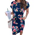 thumbnail image 1 of Robes d'Été pour Femmes Décontractées Col Rond Bretelles Manches Courtes Imprimé Floral Robe Ample avec Poches Robe d'Été Décontractée en Liquidation, 1 of 6