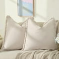 thumbnail image 6 of Yumcute Pillow Covers 18x18 Set of 2 Beige Throw Pillow Covers with Fringe Chic Cotton Decorative Pillows Square Cushion Covers for Sofa Couch Bed Boho Decor, 6 of 12