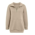 thumbnail image 5 of Kaprioy Womens Oversized Sweatshirts Half Zip Pullover Winter Clothing Quarter Zip Hoodies Long Sleeve Fall Fashion Shirts Clothes Khaki, XL, 5 of 5
