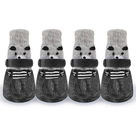 4PCS Dog Paw Protectors, Double Side Anti Slip Dog Socks Strong Grips Traction Control Dog Socks for Indoor Hardwood Floor Wear Pet Paw Protector for Small Medium Large Dogs (Black_M)