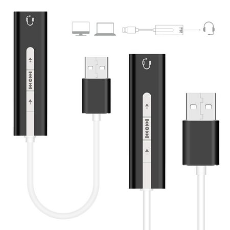 External Handset - EEEkit Stereo USB Audio Adapter, 2 in 1 3.5mm Microphone Headset Port,7.1 Channel External Sound Card,3.5mm TRRS Interface,Black
