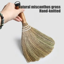 Soft Bristle Broom, Asian Straw Broom Natural Whisk Sweeping Broom, Household Cleaning Tools, Mini Broom Brush Short Handle Broom for Kids Cleaning Home Decoration, 12.2in