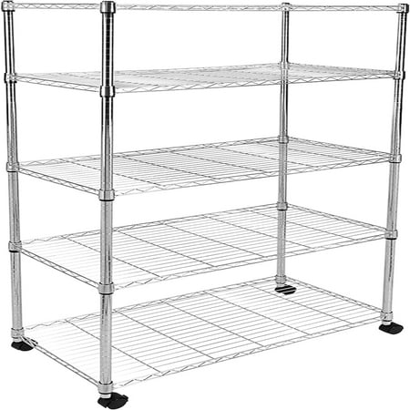

4-Tier Heavy Duty Height Adjustable Shelving Unit Chrome 36Lx14Wx55.91H inch (HKSHLF36145404CV3)