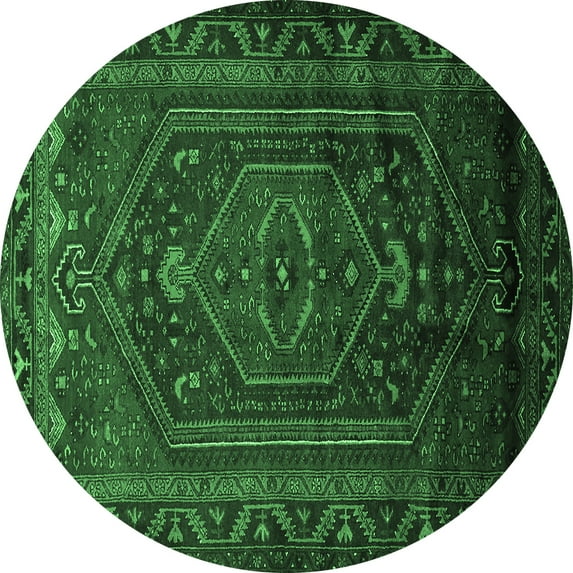 Ahgly Company Indoor Round Persian Emerald Green Traditional Area Rugs, 5' Round