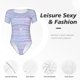 thumbnail image 4 of Fotbe Striped Gradient Body de Mujer con Cuello Redondo y Mangas Cortas, Sin Mangas Ajustado, Suave, Cómodo y Básico-XX-Large, 4 of 7