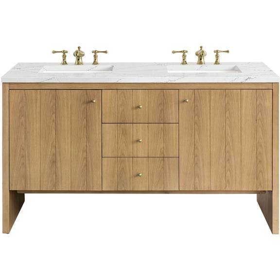 James Martin Vanities 435-V60D-LNO-FENC Hudson 60" Free Standing Double Basin Poplar Wood