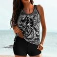 thumbnail image 2 of Women Tankini Swimsuits Vintage Print Mesh Rushed Tank Top with Boy Shorts Swimwear Tummy Control Two Piece Bathing Suits, 2 of 9