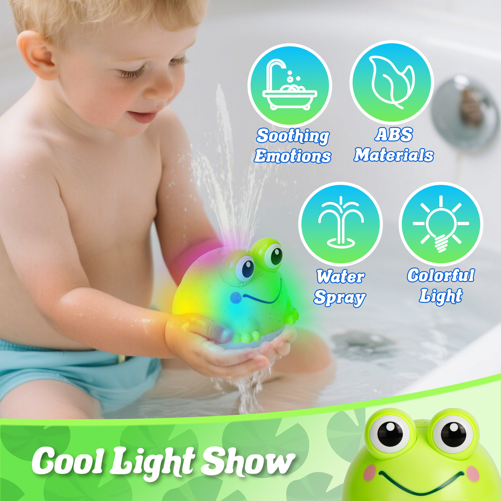 Dammyty Light-Up Frog Bath Toy with Fountain Spray photo 2