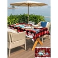 thumbnail image 4 of Outdoor Tablecloth with Umbrella Hole and Zipper, Red Black Plaid Christmas Trucks Rectangle Table Cloth 60x120 Inch Waterproof Tablecloth, Xmas Tree Gifts Snowflake Picnic Table Cover for Patio, 4 of 7