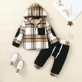 thumbnail image 2 of Younger Tree Toddler Baby Boys Girls Hoodie Sweatshirt Clothes Set Kids Winter Long Sleeve Plaid Sweatsuit Outfits for 6-12 Months, 2 of 8