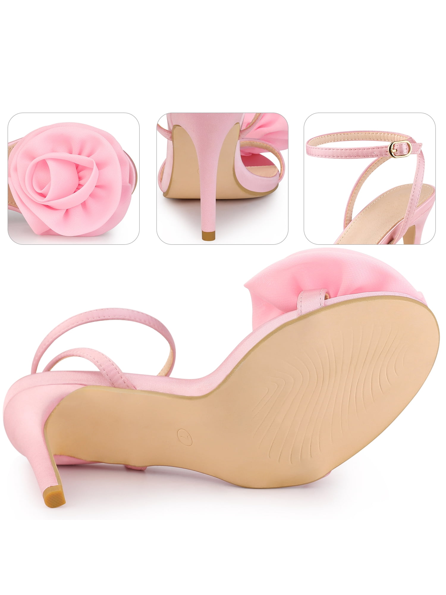 DARING DIVA Flower Stiletto High Heel Sandals for Women Bling Pink 8