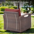 thumbnail image 6 of PARKWELL Outdoor Wicker Swivel Rocker Chair Set of 2,All-Weather Rattan Swivel Glider Rocking Lounge Chair,Patio Bistro Set for Porch Deck Backyard,Brown/Red, 6 of 10