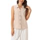 thumbnail image 1 of INSPIRAR CHIC Blusas de Trabajo Sin Mangas para Mujeres, con Botones y Cuello, de Lino, Talla M, Color Albaricoque, 1 of 6