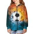 thumbnail image 4 of chaqlin Football Hoodies for Boys 11-13 Trendy Zip Up Hoodie Ice Fire Flame Print Long Sleeve Sweatshirts Kids Hooded Jackets Winter Sweaters with Pocket, 4 of 7