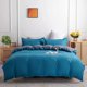 thumbnail image 2 of Juego de cuatro piezas de funda de edredón y funda de almohada para cama doble de color liso con lijado de estilo simple, 2 of 6