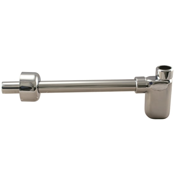 Westbrass 1-1/4" x 1-1/4" Flat Euro P-Trap with High Box Flange, Polished Chrome