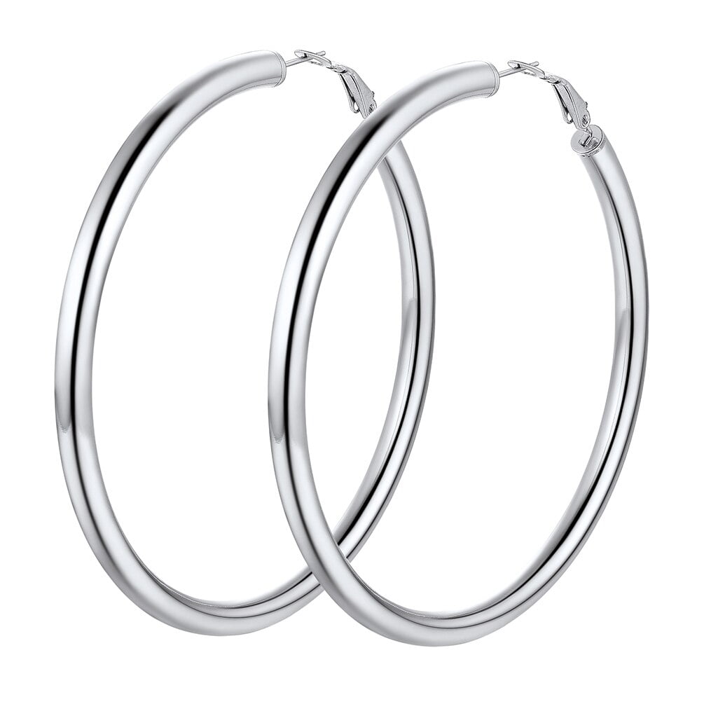 PROSTEEL Silver Large Big Hoop Earrings for Women Girls Hypoallergenic