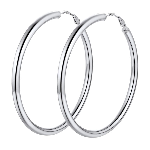 Pendiente de aro grueso PROSTEEL de Acero inoxidable 80 mm para mujer y niña❤