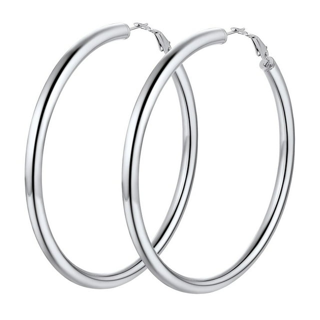 Pendiente de aro grueso PROSTEEL de Acero inoxidable 80 mm para mujer y niña❤