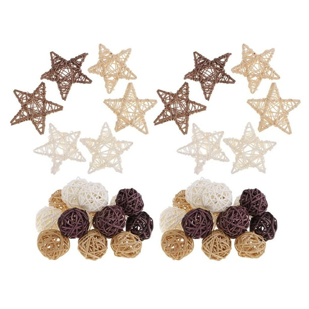 42 Piezas Estrella De Mimbre De Ratán De Navidad Decoración De Jardín Ornamento 7 Cm 3 Cm