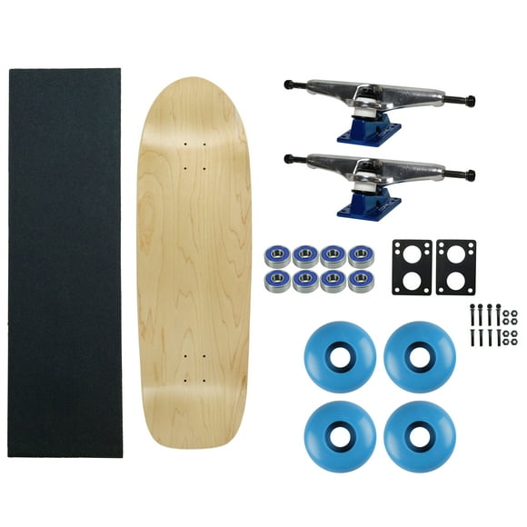 Moose Planche à Roulettes Old School Années 80 Complet 33 Pouces Naturel avec Camions Creux 7.0 Argent/bleu, Roues Bleues 58mm