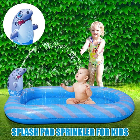 Splash Pad Sprinkler for Kids 3 in 1 Inflatable Sprinkler Pool Shark Ship Water Mat Wading Pool Swimming Party Baby Water Toy for Outdoor Backyard Summer