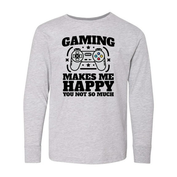 Inktastic Gaming Makes Me Happy Long Sleeve Youth T-Shirt