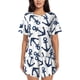 thumbnail image 1 of Fotbe Navy Blue Anchor Conjunto de Pijama Estampado para Mujer, 2 Piezas, Ropa de Dormir con Camiseta de Manga Corta y Shorts Suaves-Large, 1 of 6