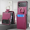 thumbnail image 3 of Phone Case for Samsung Galaxy Z Flip 3 5G 2021 with Card Slot Holder Wallet Cover and Ring Stand  Back Cell Mobile Accessories Protective Case for ZFlip3 Z3 Flip3 3Z Flip3case Purple, 3 of 16