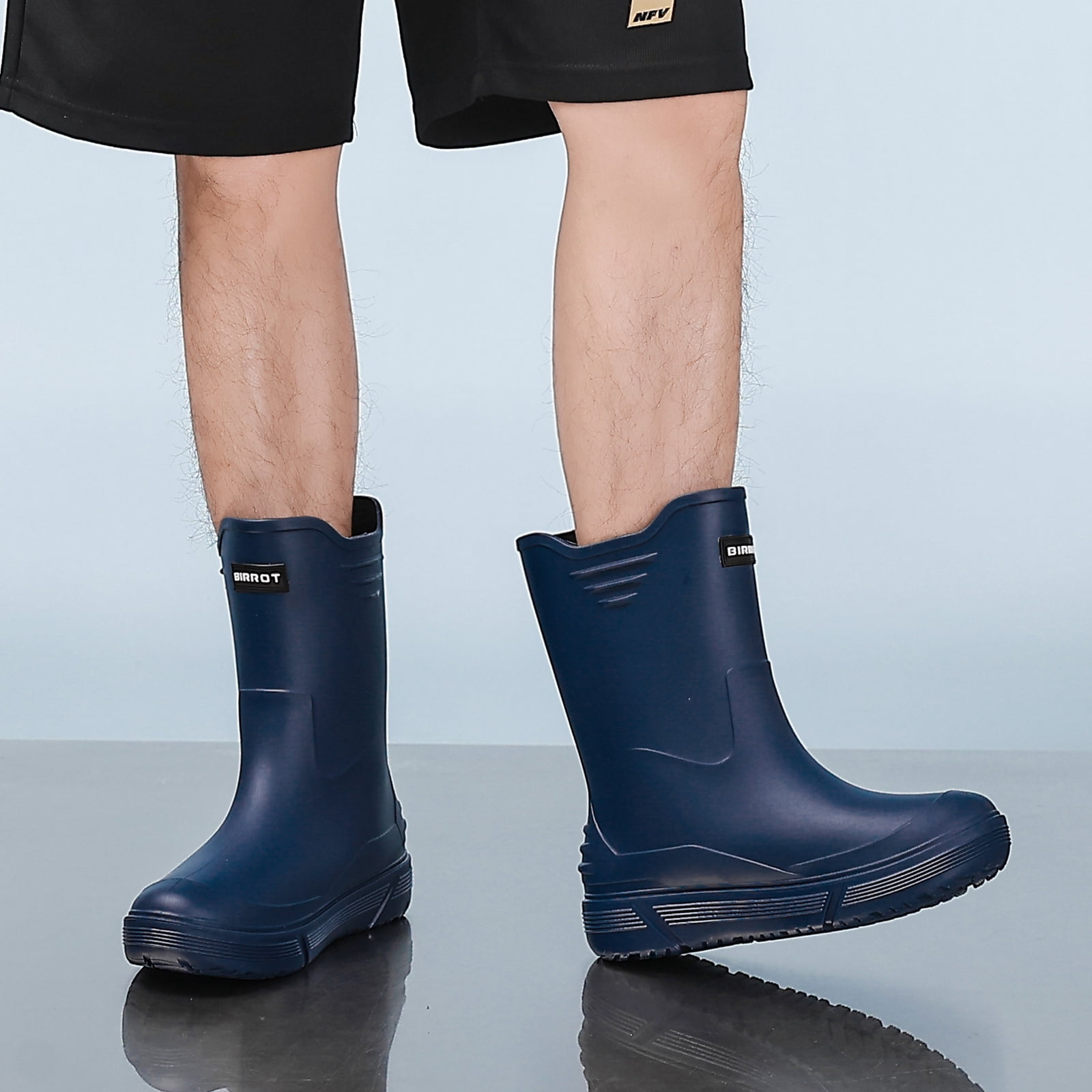 HSBDNZQ Rain Boots for Men Waterproof Fashionable Rubber Boots Non-slip Outdoor Garden Boots Mid Calf Muck Work Shoes Comfort Lightweight Rainboots for Fishing Climbing