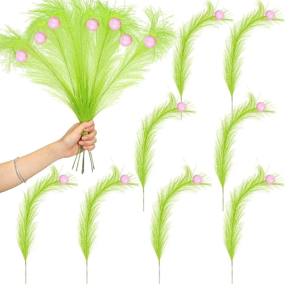 8 Pcs Christmas Tree Topper 17'' Lime Green Curly Tree Picks with Red Ball Xmas Artificial Green Stems for Christmas Home Wreath Craft Decoration Supplies