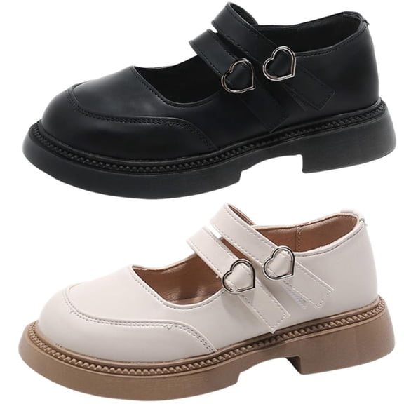 Babcutegg Kid Girls Shoes Non Slip Back to School Wear Leather Boots British Style Soft Flat School Uniform Shoes for Girls Beige Size 8-8.5