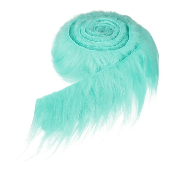 Uxcell Faux Fur Fabric, 60 x 2 Inch Plush Faux Fur, Fluffy Fuzzy Fabric Precut Strips for Crafts Beard Hair, Teal