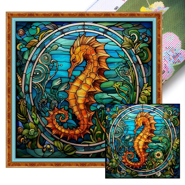 Kit Punto Cruz Con Caballito Mar Hilo Algodón Ecológico Bordado 11CT (1787)