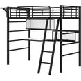 thumbnail image 3 of Twin Size Metal Loft Bed with 2 Shelves, a Desk and a Hanging Clothes Rack, 3 of 5