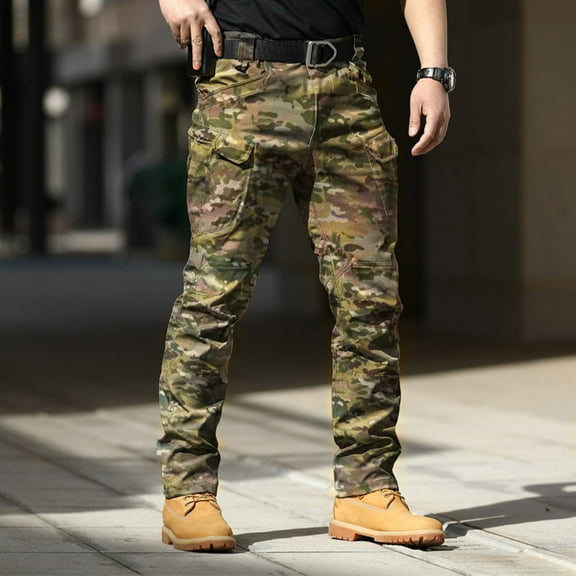 Dihao Cargo Pants for Men Tactical Pants Stretch Slim Fit Lightweight Ripstop Outdoor Casual Work Trousers with Pockets Camouflage Tactical Pants Waterproof Lightweight Outdoor Hiking Trousers