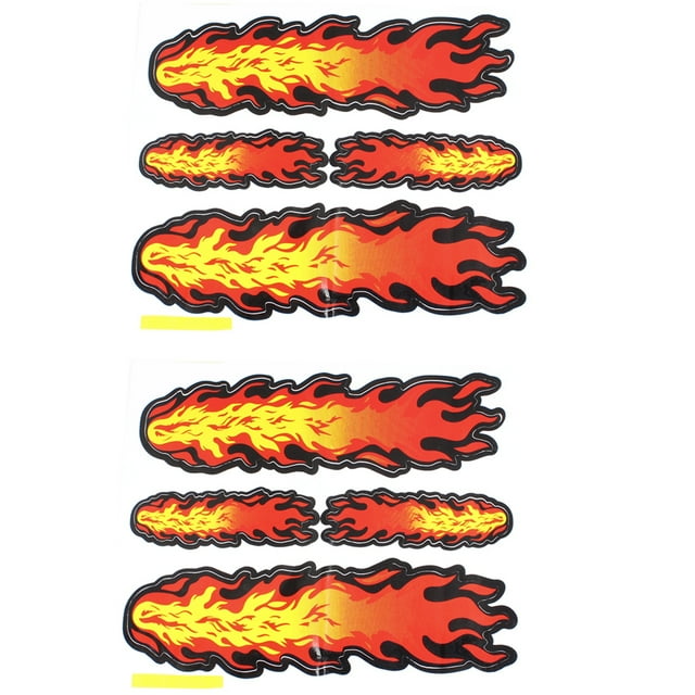 Unique Bargains Paire Papier Flamme Feu Design Véhicule Auto Autocollants Décoration Jaune Orange Rouge