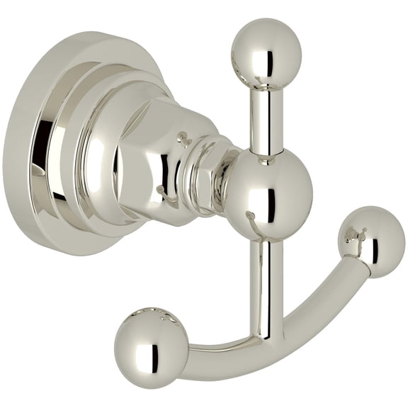 Rohl A1481LIPN San Giovanni Bathroom Wall Mounted Double Robe Hook Clothes Hanger in Polished Nickel