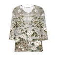 thumbnail image 6 of DeHolifer Women's Shirts Floral Printed 3/4-Sleeve V-Neck Button Down Casual Loose Shirts Tops Gray 2XL, 6 of 6