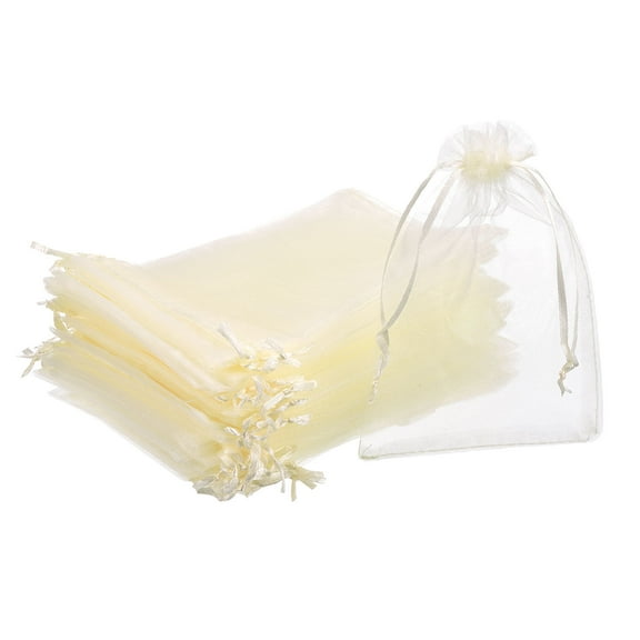 100pcs Organza Bags 4x6 Inch Drawstring Favor Pouches Mesh Bag Cream White