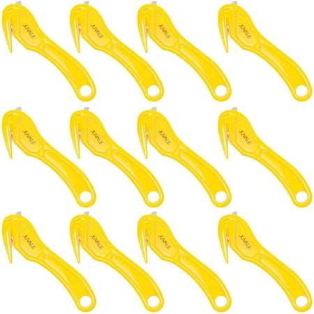 

12 Count Film Cutter Tool Knives Wrap Opener Tape Splitter Disposable Yellow 2 x 5.9 in