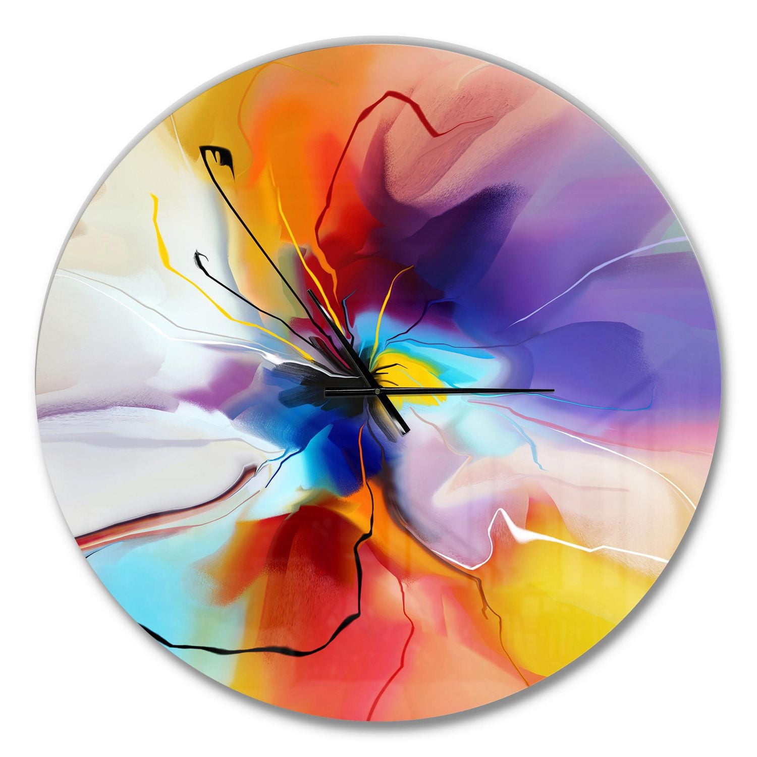 Designart 'Creative Flower in Multiple Colors ' Farmhouse wall clock