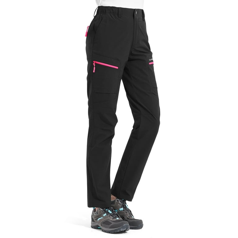 KUTOOK Women's Hiking Pants Lightweight Quick Dry Water Resistant Stretchy  Outdoor Cargo Pant Woman with 5 Pockets Black Small 