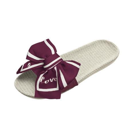 JDEFEG Jelly Thong Sandals for Women Slippers for Women Female Flower Decoration Upper Slippers Bohemia Linen Slippers Flip Flops Beach Shoes Flax Sandals Womens Slide Sandals Comfort Red 37-38