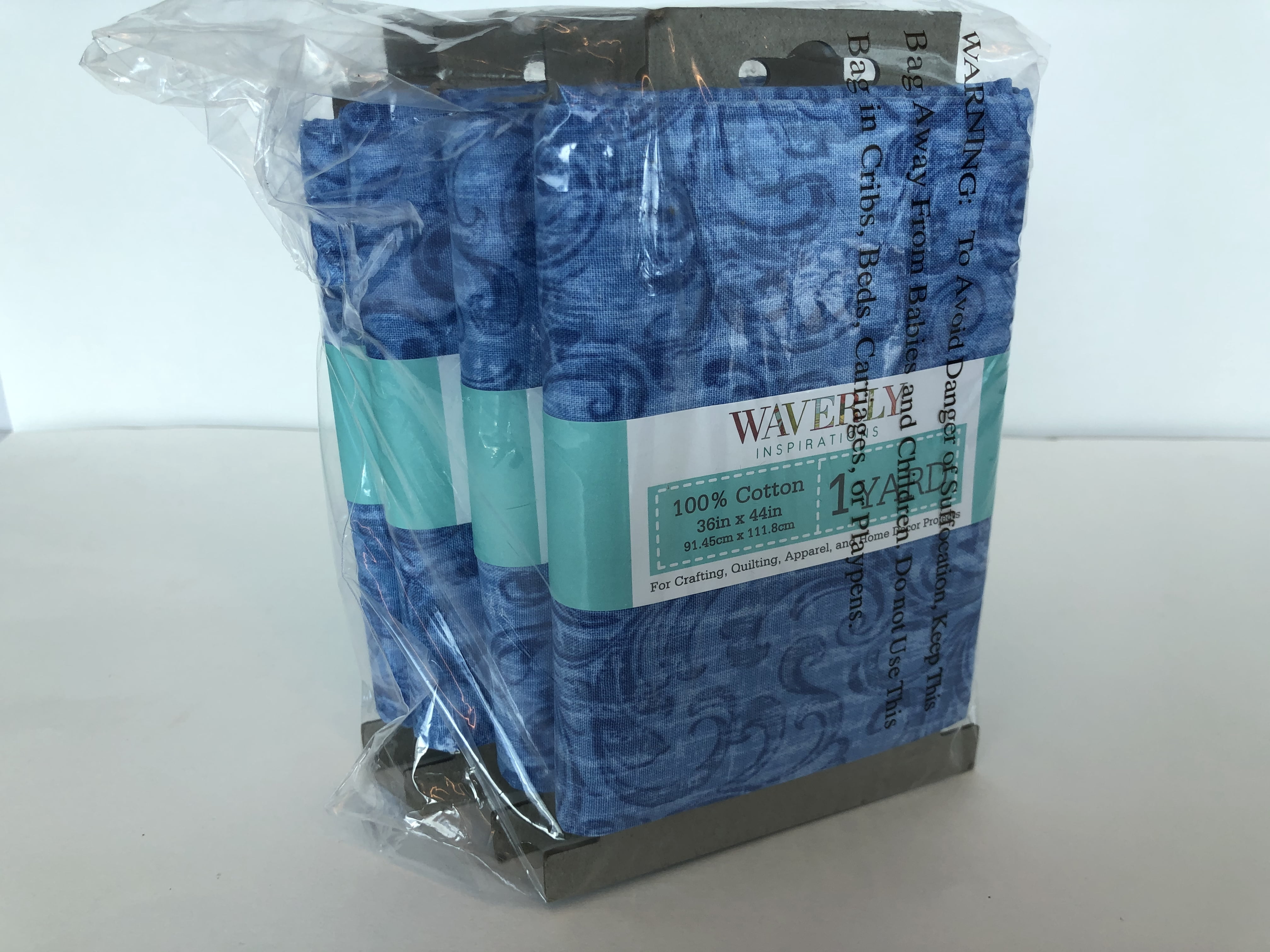 Waverly Inspirations 1 Yard Cut 100% Cotton Prints Fabric Dancing Scrolls Provence Blue 44" Wide for Quilting & Sewing