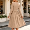 thumbnail image 6 of Vynhevius Womens Striped Casual Dress Crew Neck Long Sleeve with Pockets Loose Midi, 6 of 7