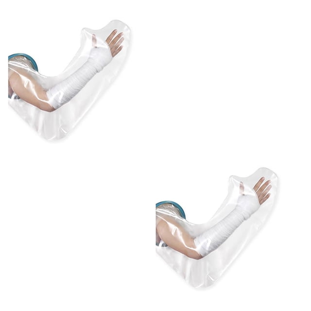 Seitruly Cubierta fundida para ducha a prueba de agua, Protector de yeso para heridas en la yema del dedo del codo, suministros de protección Brazo largo 2piezas
