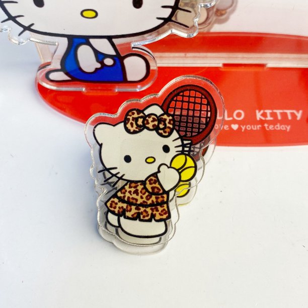 Clip de nota de Sanrio, clip acrílico de polipropileno, estilo ins, lindo estampado de leopardo, clip de doble cara de Hello Kitty, clip organizador de papel de prueba