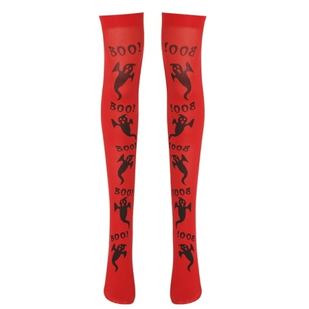 

Qxutpo Womens Socks Unisex Casual Personality Red Party Over The Knee Nylon 100D Thigh High Stockings Socks